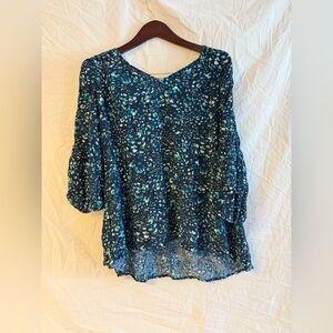 Terra & Sky Blue Patterned Blouse